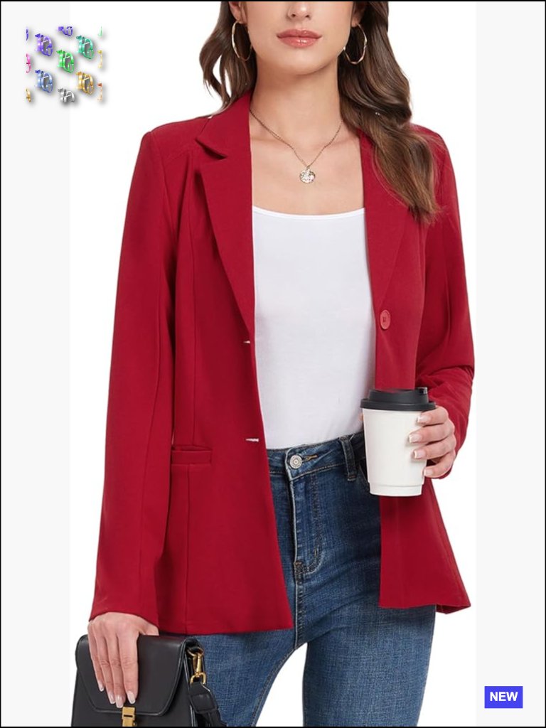 Classic Lapel Blazer Jacket Regular Fit Long Sleeve Open Front Office Wear